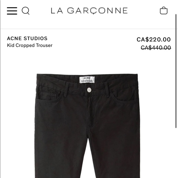 Acne Studios - Kid Cropped Trousers, size 34 - Picture 3 of 8